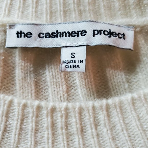 100% Cashmere Hi-Low Asymmetrical Cream Cable Knit Sweater - Sz S - Picture 10 of 12